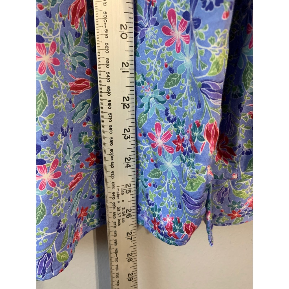 FOXCROFT for APPLESEED'S Button Up Shirt Floral Long Sleeve Wrinkle Free Size 16 - Picture 9 of 11